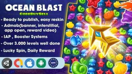 Marine Match 3 Puzzle 3000 Levels - Unity Source Code - CodeBuySell - Buy Unity Game Source Codes