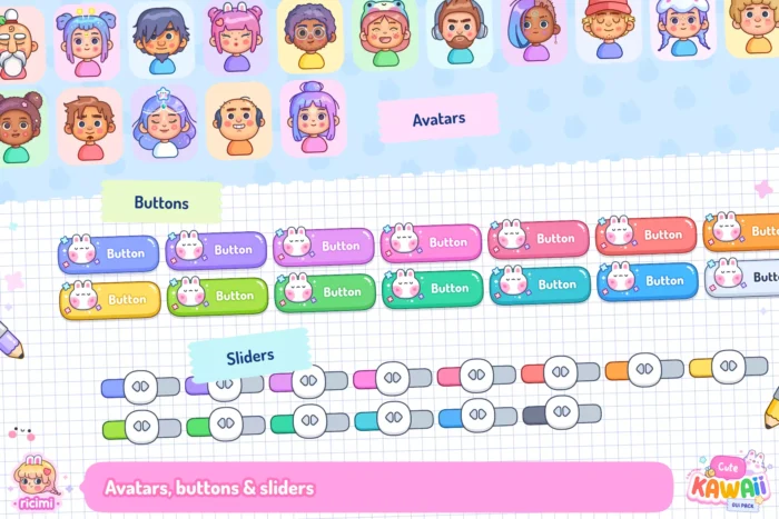 Cute Kawaii GUI Pack - Unity Assets - CodeBuySell - Buy Unity Game Source Codes