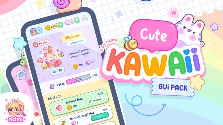Cute Kawaii GUI Pack - Unity Assets - CodeBuySell - Buy Unity Game Source Codes