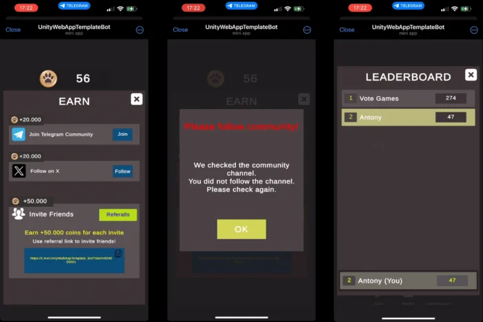 Telegram WebApp Template - Unity Source Code - CodeBuySell - Buy Unity Game Source Codes