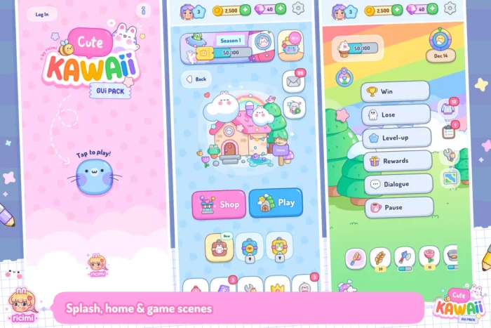 Cute Kawaii GUI Pack - Unity Assets - CodeBuySell - Buy Unity Game Source Codes