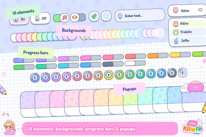 Cute Kawaii GUI Pack - Unity Assets - CodeBuySell - Buy Unity Game Source Codes